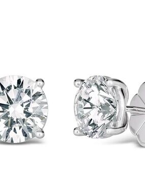 Anna Zuckerman Silver Clear Crystal Stud Earrings - Classic Solitaire